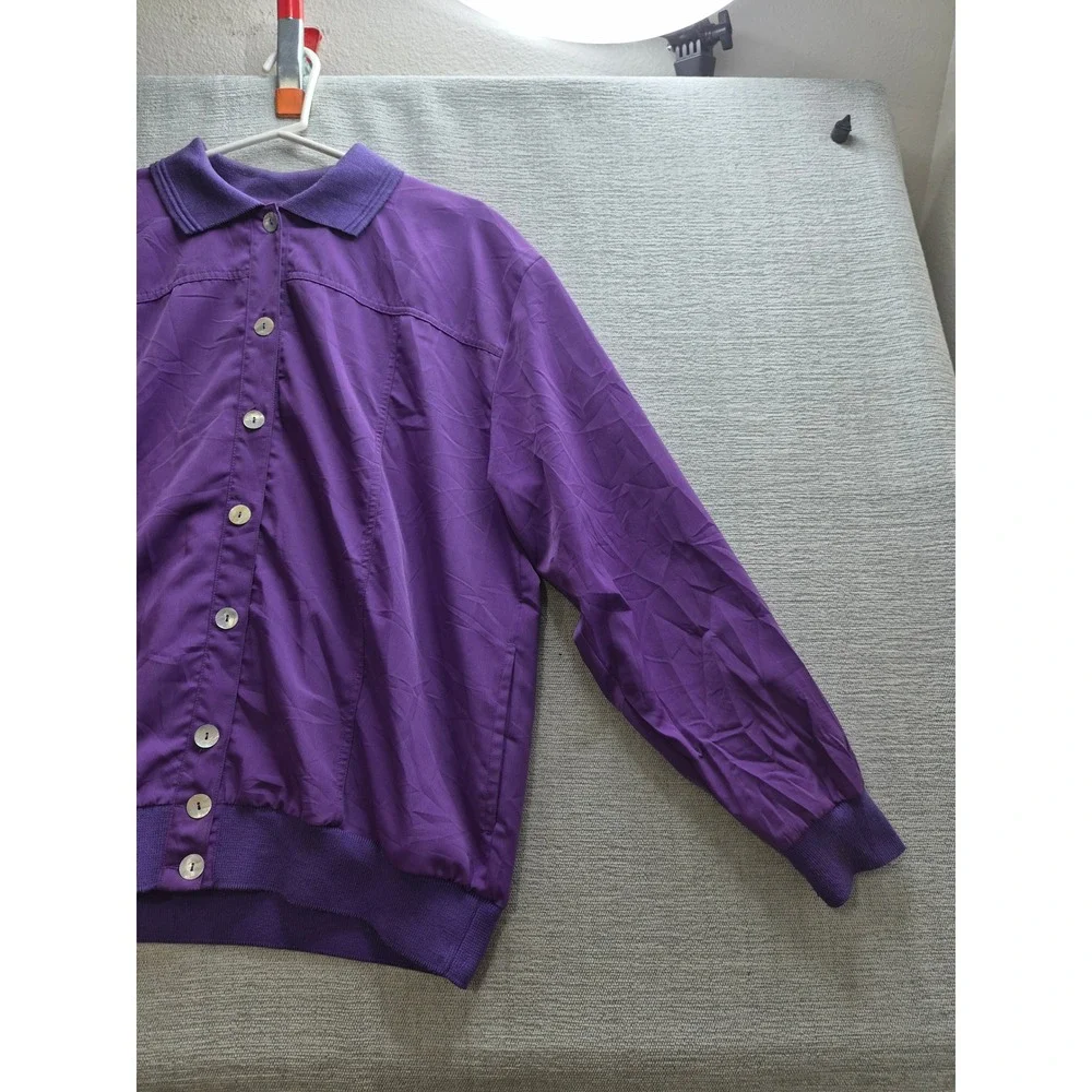 Vintage Teddi Jacket Womens Purple Lined Winter Casual Streetwear Button Front